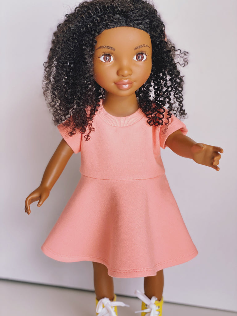 Buttery Soft 18-Inch Doll Dress in Peach