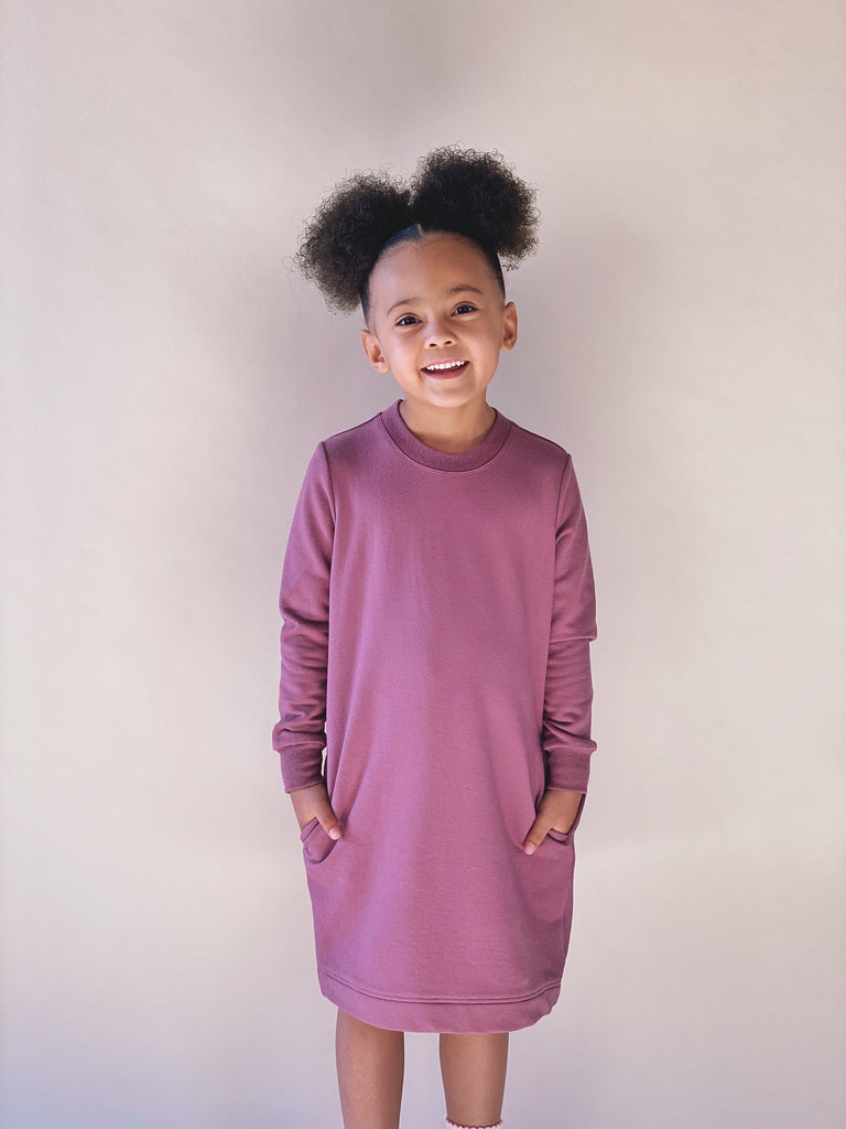 Bamboo Fleece Sweater Dress in Rose Brown